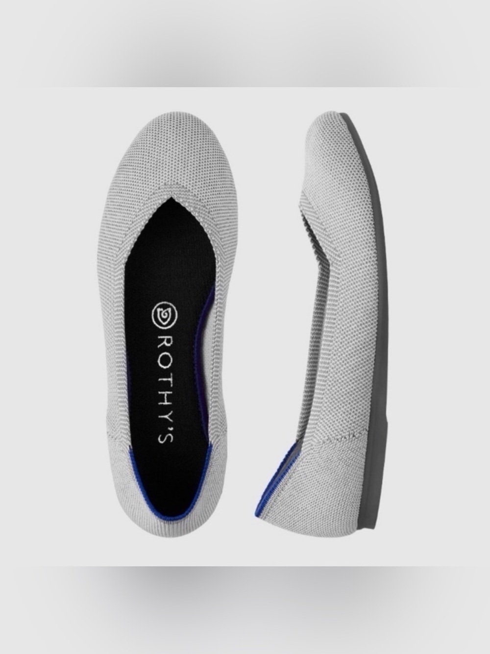 Rothy’s Flax Birdseye Round Toe Ballet Flats Light Gray Size 8
9.5